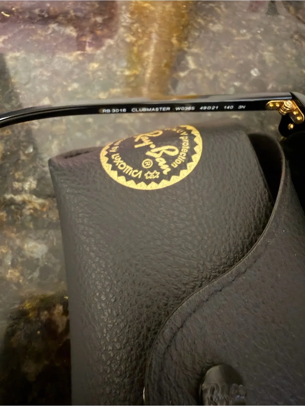 Ray-Ban Clubmaster Sunglasses in Black and Gold with Dark Green Lenses